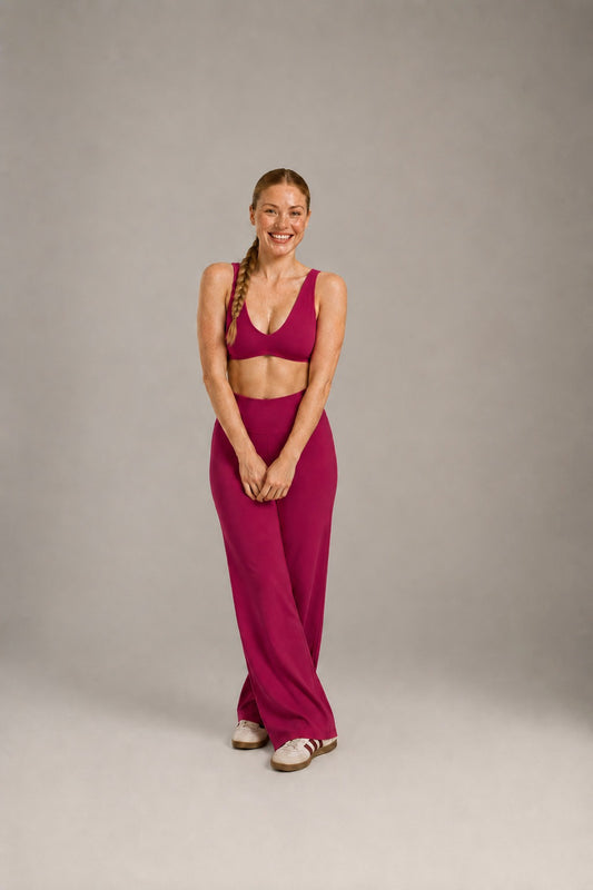 Red Sculpt High-Waisted Wide Leggings